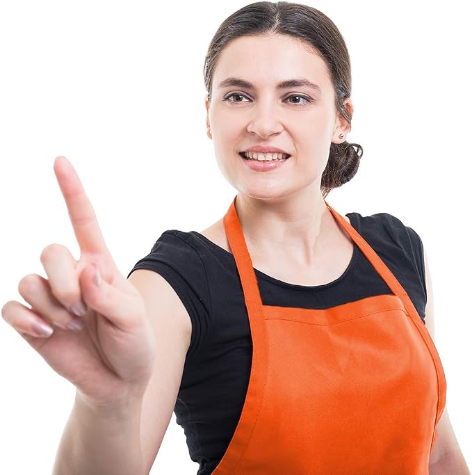 6 PCS Plain Bib Aprons for Women Men Bulk,Multicolor Apron with 2 Pockets for Painting Crafting Baking Cooking Kitchen.(6pcs-6colors) … - Image 6