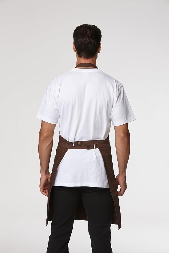 Chef Men Canvas Waterproof Apron Pocket 4251GB | Polyester Cotton Canvas Apron for BBQ Grilling Kitchen Cooking, Adjustable Neck, Durable & Comfortable - Image 2