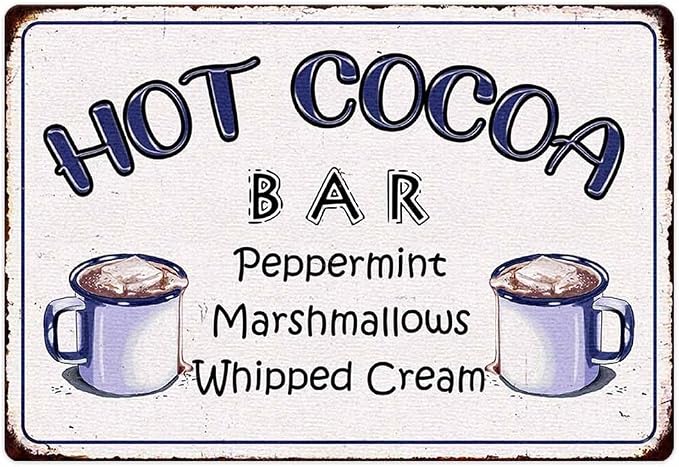 Peppermint Marshmallows & Whipped Cream Metal Sign - Vintage Home Wall Decor For Coffee Bar Corner Station 8X12 Inch Christmas Decorations by ZUGUBAQ