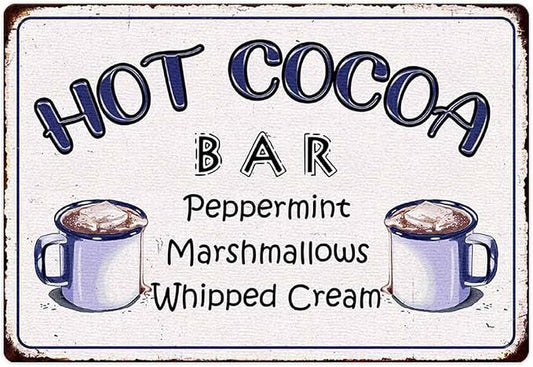 Peppermint Marshmallows & Whipped Cream Metal Sign - Vintage Home Wall Decor For Coffee Bar Corner Station 8X12 Inch Christmas Decorations by ZUGUBAQ