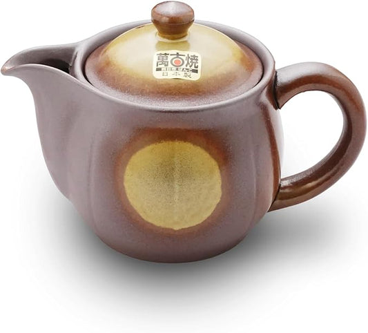Japanese Banko Ware Teapot with Removable Stainless Steel Strainer - Versatile Pot for Tea, Coffee, and More - Lightweight, Heat-Resistant with Superior Heat Retention (Yellow)