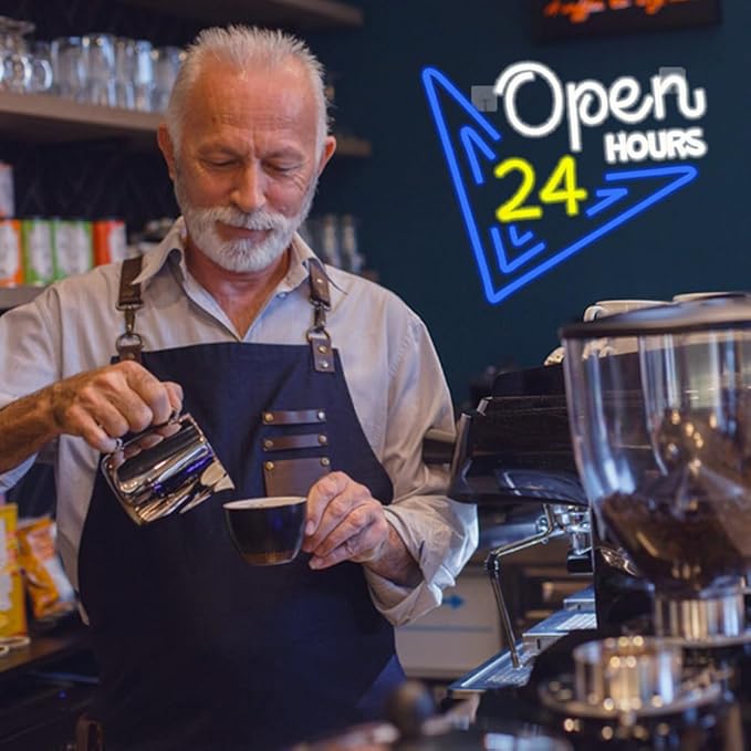 Open 24 Hours Neon Sign, Led Sign, Bar Neon Light Sign, Open 24 Hours Sign Pub Bar Convenience Store Coffee Shop Restaurant Beauty Salon Stores Hotel LED Light Neon Sign