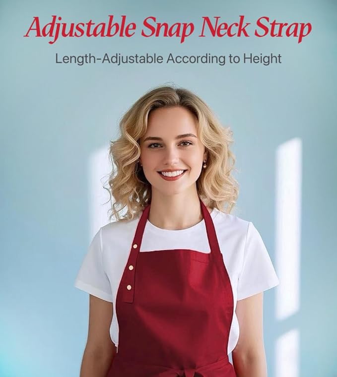 Kitchen Cooking Apron for Women Men Water-Resistant Artist Barista Baking Craft Catering Work Bib with Large Pockets