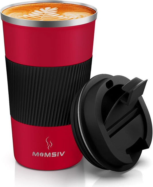MOMSIV 17oz Travel Mug, Insulated Coffee Cup with Leakproof Lid, Vacuum Stainless Steel Double Walled Reusable Tumbler for Hot and Cold Water Coffee and Tea In Travel and Car