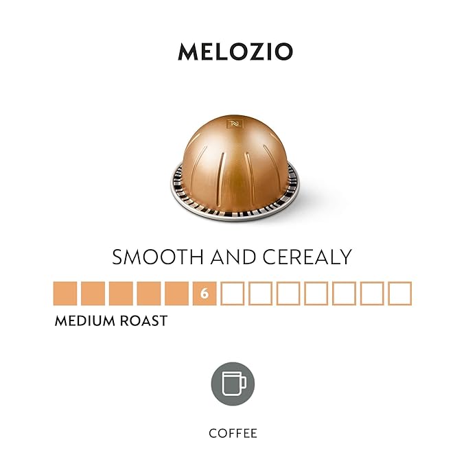 Nespresso Capsules Vertuo, Melozio, Medium Roast Coffee, 30-Count Coffee Pods, Brews 7.8oz.