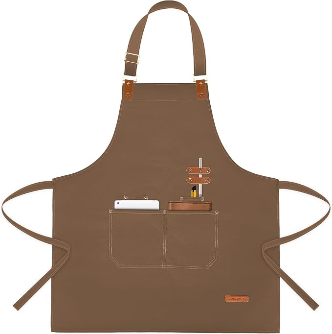 APRONPANDA Chef Apron for Men Women with Pockets Adjustable Strap, Water Repellent Apron for Cooking, Baking by APRONPANDA