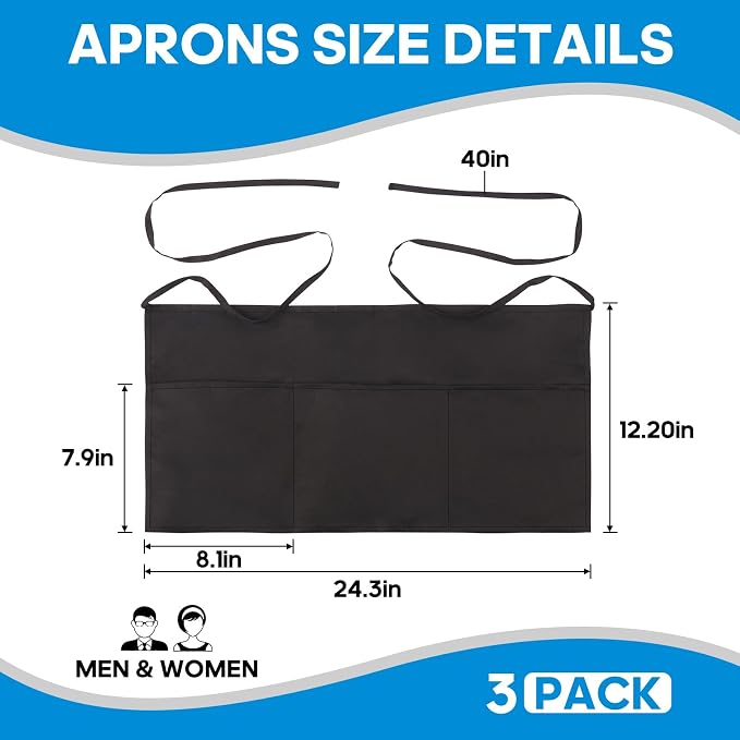 Server Apron with Multi-Pocket Design, Extra-Long Straps & Large Fit for Restaurant Servers, Bartenders & Baristas - Image 2