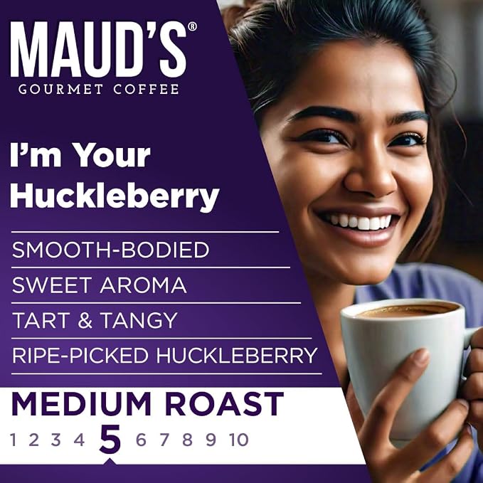 Maud's Huckleberry Flavored Coffee Pods, 18 ct, Medium Roast Flavored Coffee in Single Serve Pods – 100% Arabica Beans, Compatible with Keurig K Cups Maker - Image 3