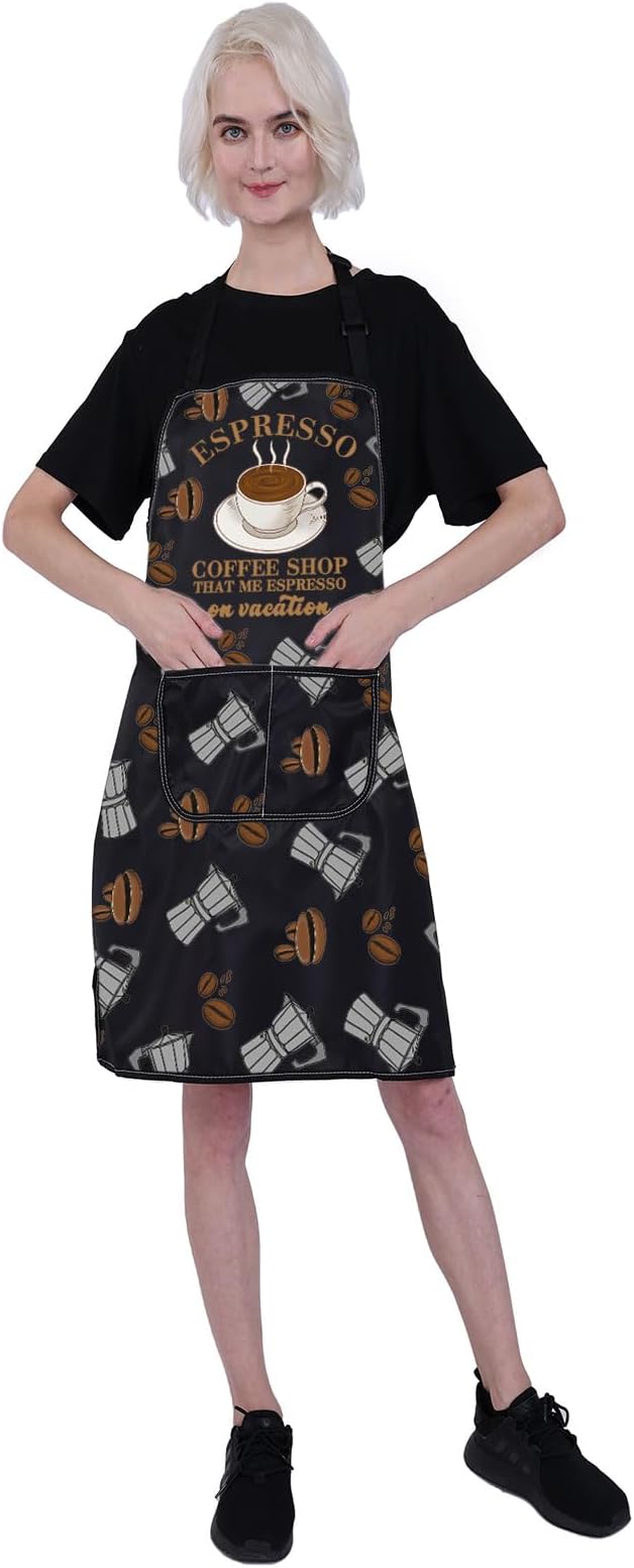 Coffee Barista Apron Coffee Gifts barista lover gifts Coffeees Themed Aprons Espresso Aprons Server Apron With Pockets - Image 4