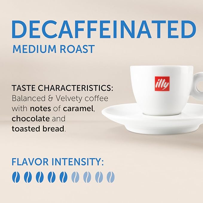 illy Coffee iperEspresso Capsules - Single-Serve Coffee Capsules & Pods - Single Origin Coffee Pods – Classico Decaf Roast with Notes of Caramel - For iperEspresso Capsule Machines – 18 Count