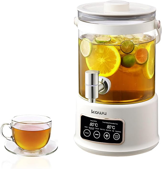 Kawu 2.5L Electric Water Boiler & Warmer, 7-in-1 Glass Tea Kettle with Temperature Control, 24H Keep Warm, Stainless Steel Spout Hot Water Dispenser for Tea, Coffee, BPA Free
