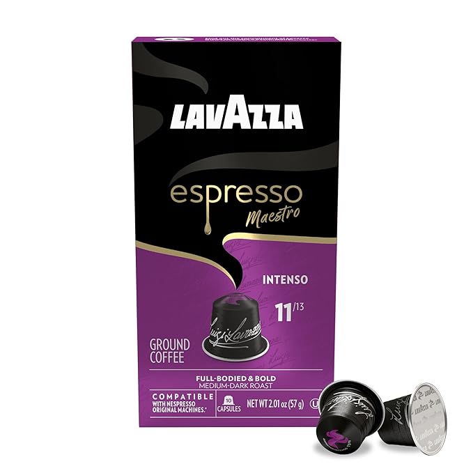 Lavazza Espresso Maestro Intenso Aluminum Capsules Compatible with Nespresso* Original Machines, Medium-Dark Espresso Roast, Arabica and Robusta (10 Count)(Pack of 12)