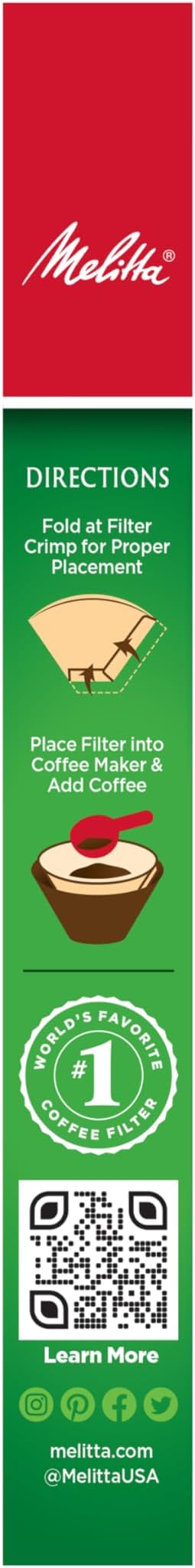 Melitta #4 Cone Coffee Filters, Unbleached Natural Brown, 40 Total Filters Count - Packaging May Vary