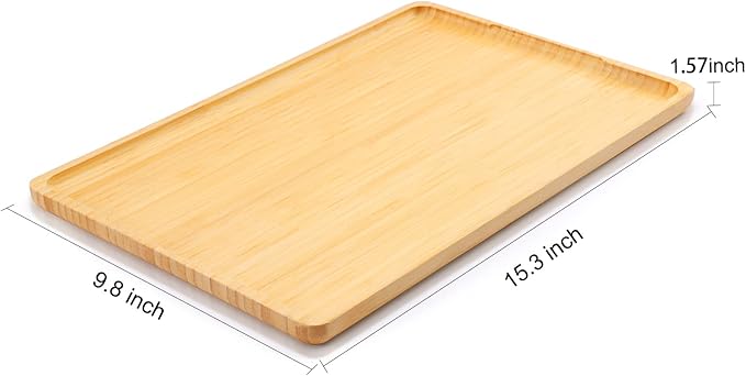 Bamboo Tray with Handles - Lightweight Serving Tray for Breakfast in Bed, Coffee Table, BBQ, Kitchen, Ottoman & Party - Perfect for Lap, Couch & Gifting - Large Size Wood Tea Tray - 15”x10”