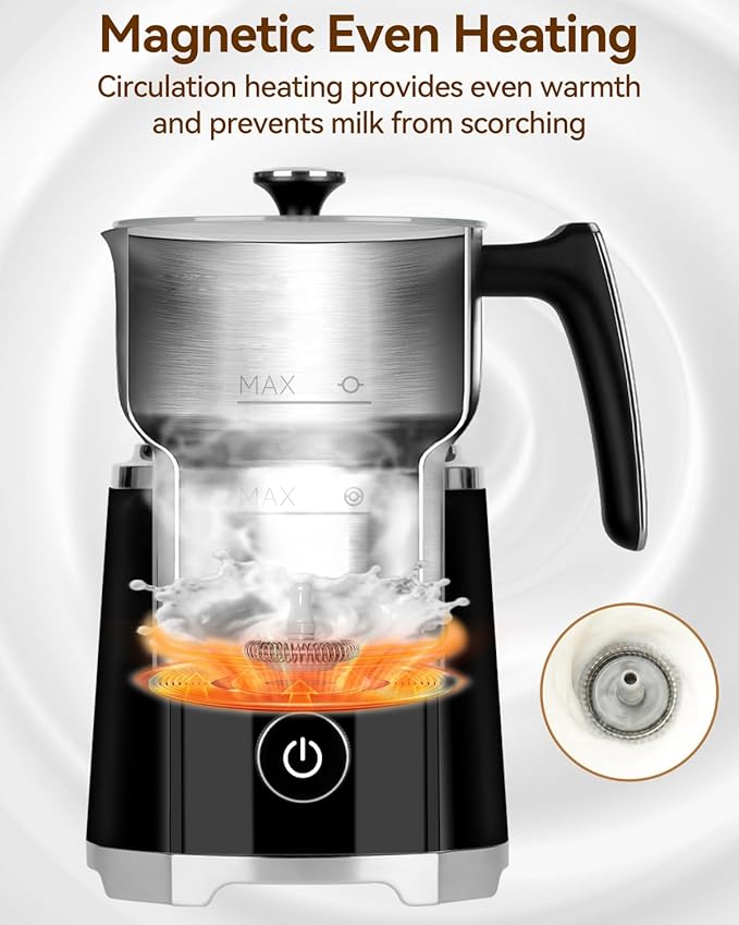 IAGREEA Electric Milk Frother, 20.3oz Automatic Hot & Cold Milk Frother with Variable Temperature & Froth Control, Detachable Dishwasher Safe Milk Steamer for Latte, Cappuccino, Matcha