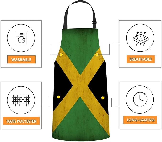 Jamaican Flag Chefs Apron, Cooking and Baking Apron for Men and Women, Kitchen Apron, Butchers Apron, BBQ & Catering Bibs - Image 4