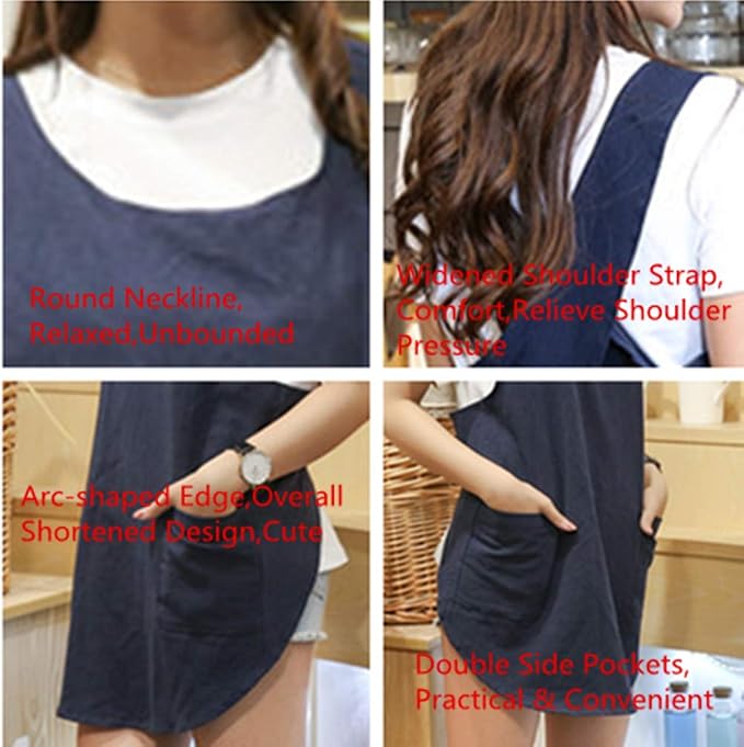 Shortened Design Apron, Japanese Style Soft Cotton Linen Apron with Two Side Pockets, X Cross Halter Aprons, Kitchen Cooking Clothes Gift for Women DIY Project, Crafting, Cooking, Baking(Army Green ) - Image 7