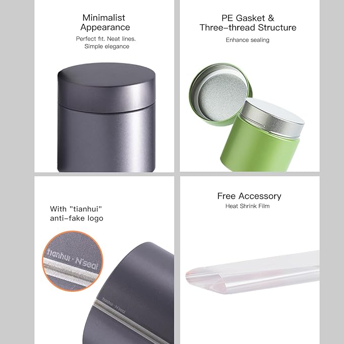 3 Packs Tea Tin Canister for Loose Tea Metal Tea Canister 9 oz 15 oz Round Tin Can for Coffee Beans Tea Container for Kitchen Storage Sugar Matcha Spice Powder (Grey, S_2.95x2.95)