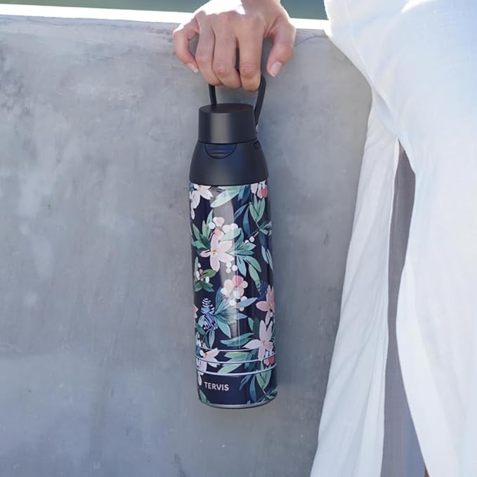 Tervis Venture Water Bottle Sara Berrenson - Kalani Peacock Triple Insulated Tumbler Travel Cup Keeps Drinks Cold & Hot, 36oz, Stainless Steel