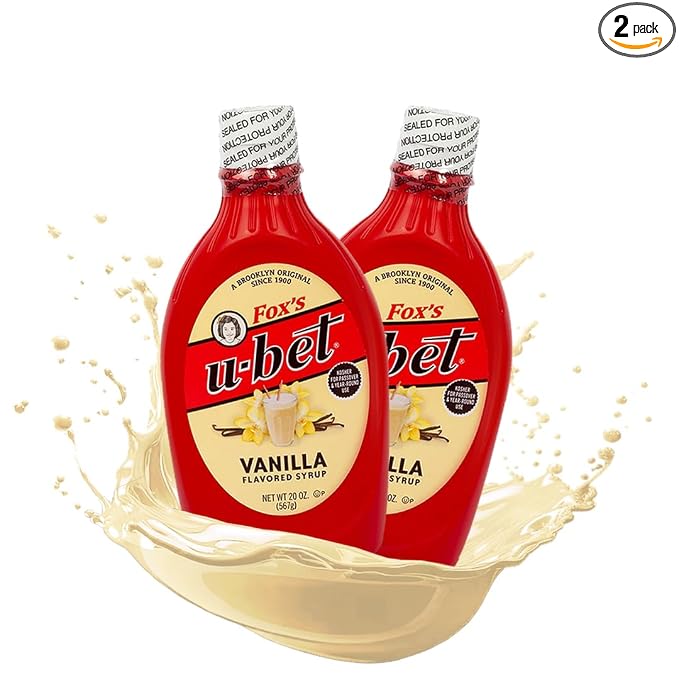 FOX’S U-BET Syrup Bottle – Brooklyn Original Since 1900, Thick, No High Fructose Corn Syrup, Kosher Certified, Fat Free, For Egg Creams, Coffee, Milkshakes & Desserts, 20 oz (2-Pack, Vanilla) by Foxsu-bet