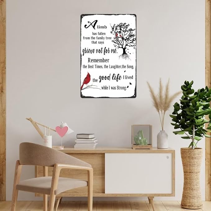 Memorial Gifts for Loss of Mother, Father, Husband, Son, Sympathy Gifts for Loss of Loved One, Rememberance Gift for Loss of Mom Dad, Condolences Gifts, Memorial Decor Sign Plaque 12x8 Inches Metal Tin Sign (Bird Style) - Image 7