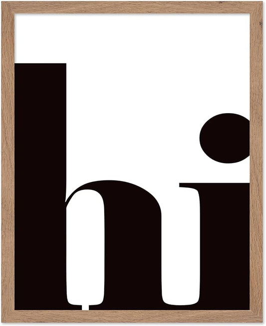 Poster Master Vintage Minimalist Poster - Retro Typography Print - Hi, Greeting, Plain, Modern, Simple - Gift for Artist, Friend - Wall Decor for Living Room, Office, Dorm, 8x10 Beige Framed