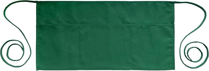 PLOYMONO 1P Green Server Apron with 3 Pockets, Short Waist Waitress Apron | Polyester Short Waiter Apron with 3 Deep Pockets, Great for Restaurant Servers, Bartenders, Hosts, Baristas by PLOYMONO