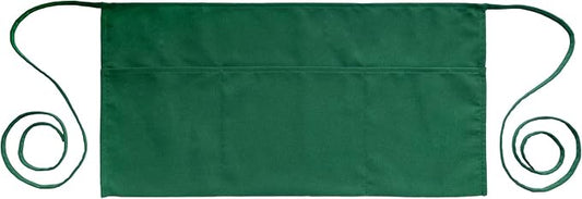 PLOYMONO 1P Green Server Apron with 3 Pockets, Short Waist Waitress Apron | Polyester Short Waiter Apron with 3 Deep Pockets, Great for Restaurant Servers, Bartenders, Hosts, Baristas by PLOYMONO