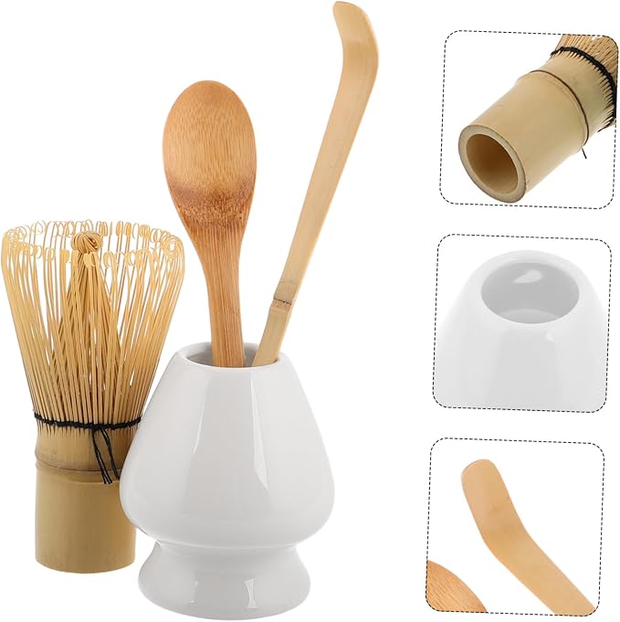 Matcha Tea Preparation Set Bamboo Whisk Scoop Brush Holder Japanese Matcha Tools Sturdy Elegant Design