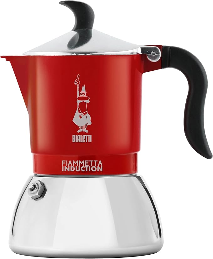 Bialetti Fiammetta Moka Pot – 4 Cup Espresso Maker – Red Italian Stovetop Coffee Maker – Compatible with Induction Hobs