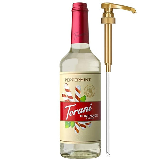 Torani Puremade Syrup, Peppermint Flavoring for Drinks, Glass Bottle with Pump Included, 25.4 Fl Oz