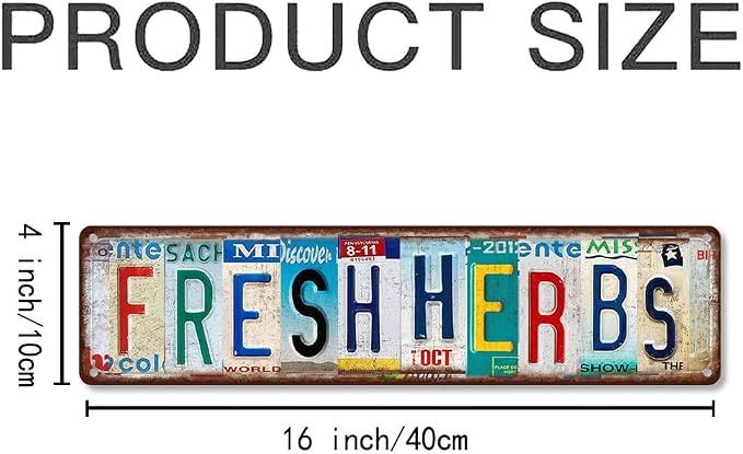 Fresh Herbs Metal Sign - Vintage Aluminum Tin Plaque 4x16 Inch - Kitchen Garden Cafe Wall Decor– Vintage Kitchen Wall Sign - Image 2