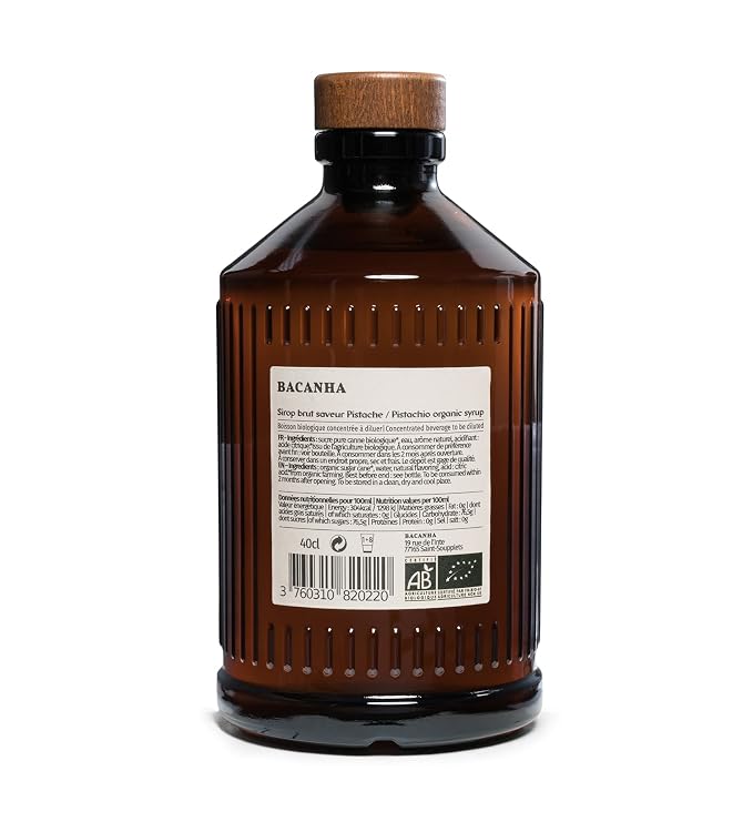 Bacanha Organic Raw Pistachio Syrup - Premium French Nut Syrup - Rich & Creamy Flavor for Coffee, Desserts & Cocktails - Gourmet and Organic - For Mocktails, Teas - 400ml Glass Bottle - Image 3
