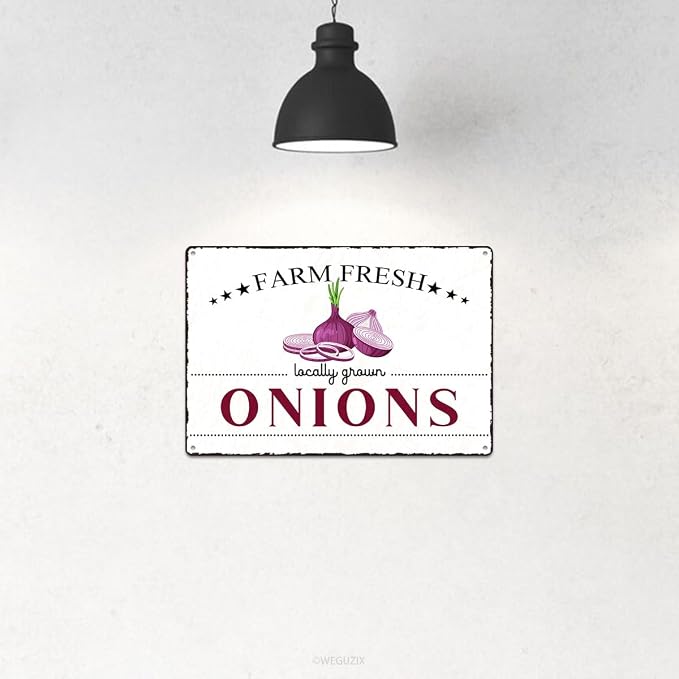 Vintage Onions Metal Signs Wall Decor Funny Vegetables Art Poster Decorative for Home Farmhouse Kitchen Garden Cafe Bar Farm Porch Fence Yard 12X8 Inch Aluminium Hanging Plaque - Image 4