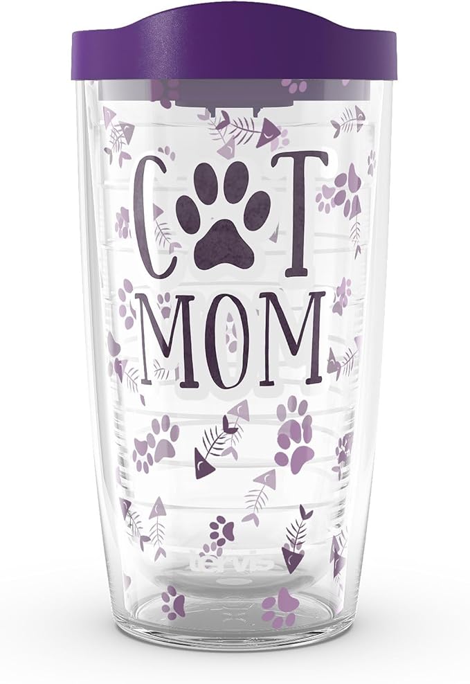Tervis Cat Mom Made in USA Double Walled Insulated Tumbler Travel Cup Keeps Drinks Cold & Hot, 16oz, Classic