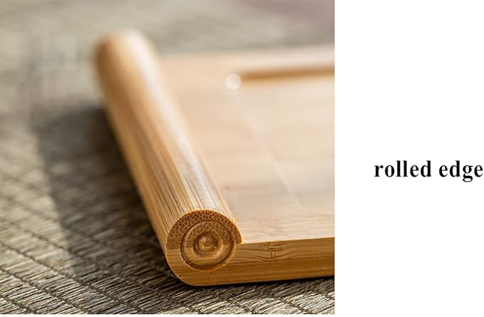 Bamboo Serving Tea Tray Book Scroll Japanese-Style Kung Fu Tea Table Rectangular Tea Accessories (L)