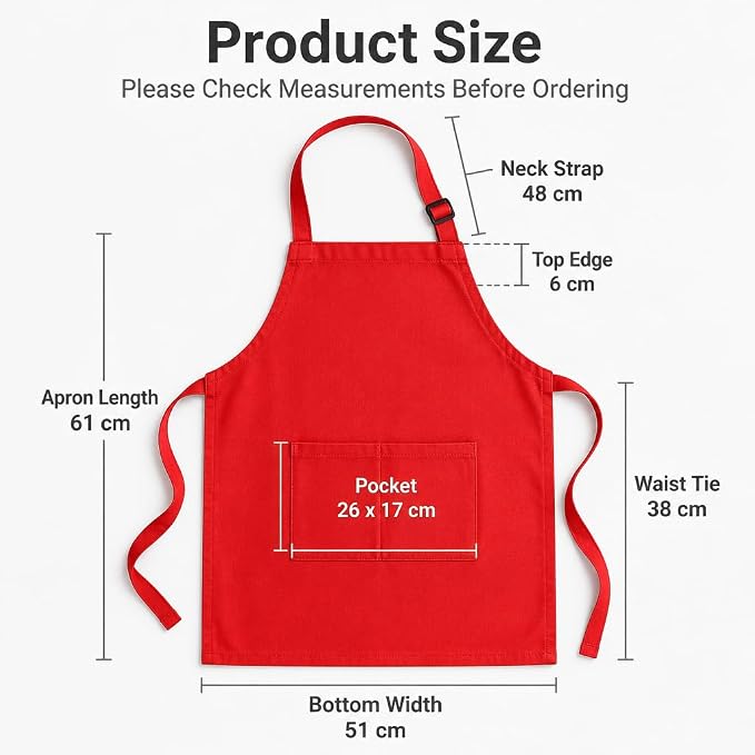 Chef Apron,Cotton Polyester Kitchen Apron with 2Pockets,Adjustable Stain Resistant for Cooking BBQ(1Pcs) - Image 3