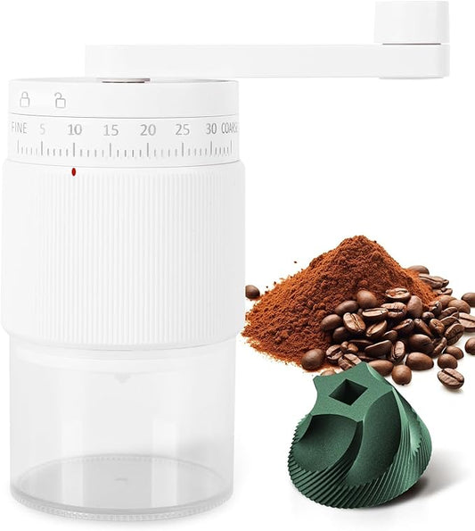 Manual Coffee Grinder - 95 Ceramic Burr, Adjustable Coarse to Fine, 30g Beans & 80ml Powder, Detachable Handle for Espresso, French Press, Camping