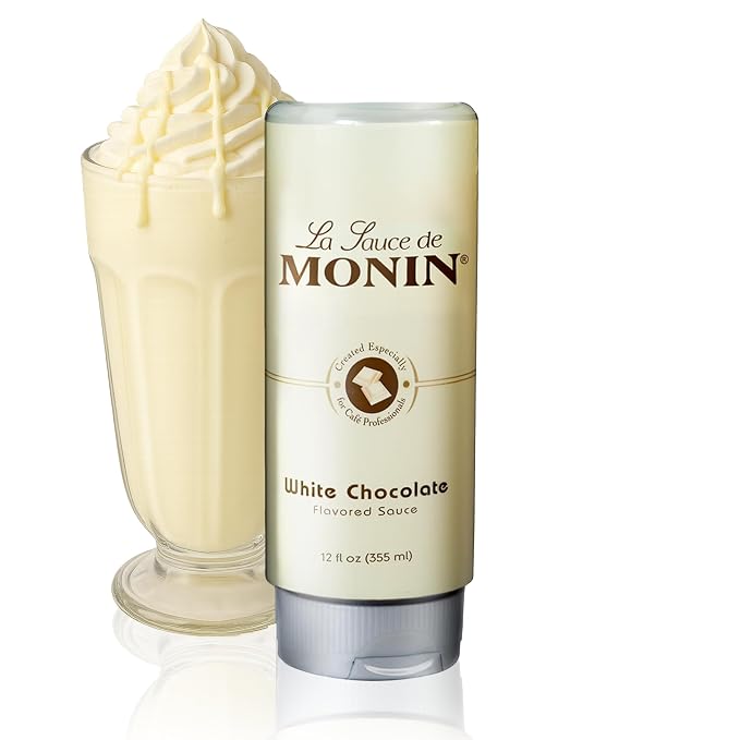 Monin - Gourmet White Chocolate Sauce, Creamy and Buttery, Great for Desserts, Coffee, and Snacks, Gluten-Free, Non-GMO (12 Ounce) by Monin