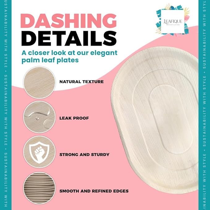 22 x 12 Inch Oval Trays (Pack of 10) – Eco Friendly Bamboo Charcuterie Boards, Better Than Disposable Paper and Plastic Plates | Compostable and Biodegradable Party Platters
