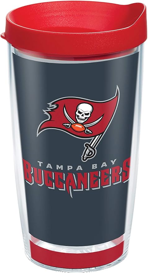 Tervis Made in USA Double Walled NFL Tampa Bay Buccaneers Insulated Tumbler Cup Keeps Drinks Cold & Hot, 16oz, Touchdown
