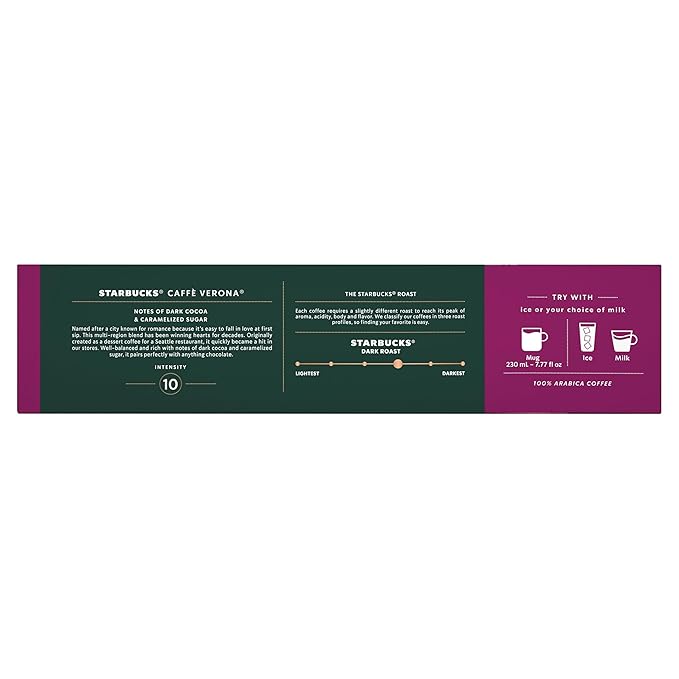 Starbucks by Nespresso Vertuo, Caffè Verona Dark Roast Coffee, 30-count Coffee Pods, Brews 7.8 oz.