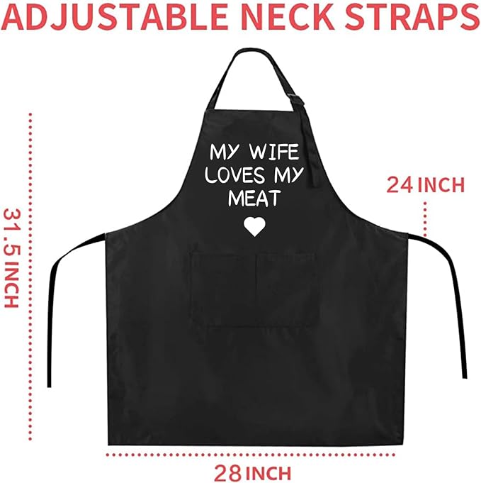 Rosoz Funny BBQ Black Chef Aprons for Men, Adjustable Kitchen Cooking Aprons for Men, Dad, Husband - Birthday, Father's Day - Image 4