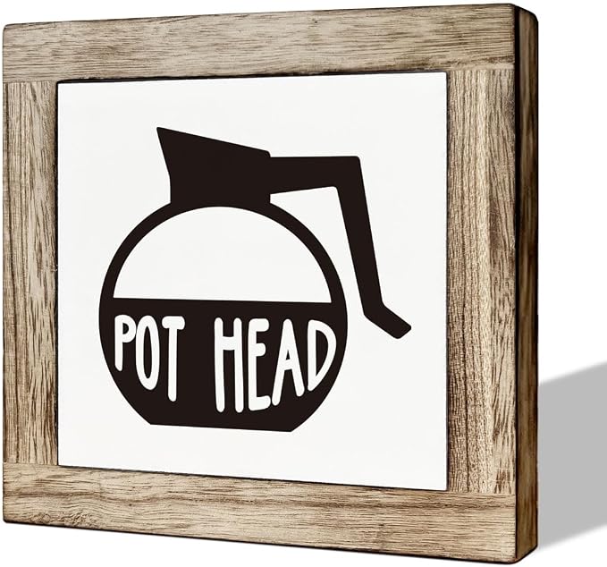 Coffee Pot Head Sign, Wooden Box Decor Set for Home, Decorative Table Sign, Farmhouse Wood Shelf Decoration, Rustic Kitchen and Bar Decor by MLTEye