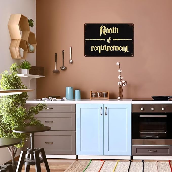 bivrten Room of Requirement Home Signs Gothic Decor for Bedroom Vintage Halloween Decorations Indoor Witchy Room Decor Funny Wizardry Theme Bathroom Decor Wall Art Sign 12x8 Inch - Image 5