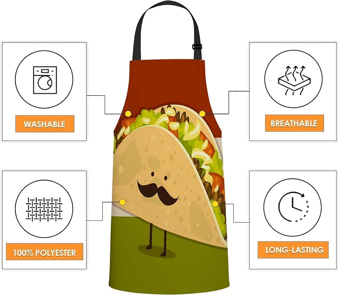 Cute Little Taco Chefs Apron, Cooking and Baking Apron for Men and Women, Kitchen Apron, Butchers Apron, BBQ & Catering Bibs - Image 4