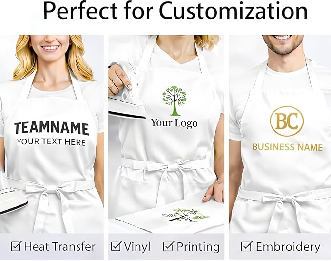 8 Pack Aprons Bulk with Pockets, Unisex Apron with Extra Long Ties for Chef, Cooking Classes, Painting, BBQ - Image 5