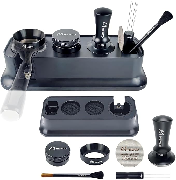 7 Pack Espresso Tamper Station&Coffee Distributor Tamper&Espresso WDT Stirrer&Coffee Tamping&Brush&Coffee Dosing Funnel&Espresso Puck Screen, Multipurpose Tools for Bar Home Office (51 mm) by Unknown