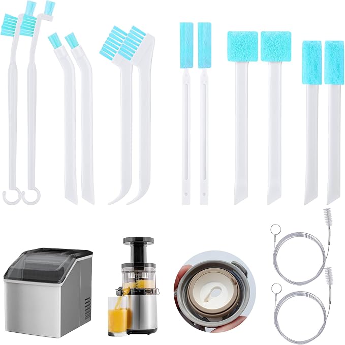 Mity Rain 14PCS Ice Machine Cleaner Set - Ice Maker Cleaning Tools Kit With 2 Pipe Brushes (1.5M Nylon Bristles) and 12 Crevice Cleaning Brushes, White by Mityrain