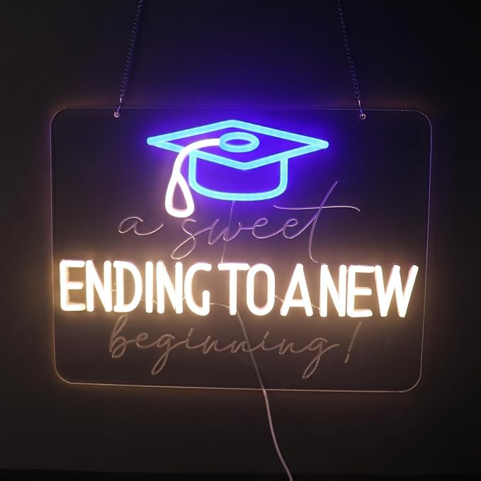 "A Sweet Ending, A New Beginning" Graduation Cap Light - Celebratory & Hopeful LED Wall Art for Dorm, Study, Grad Party Decor or Gift, Dimmable USB, Timeless Keepsake for the Class of 2026 & Beyond - Image 9